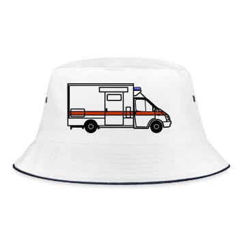 Ambulance / Rettungstransportwagen - Bucket Hat - Weiß/Navy - Vorne