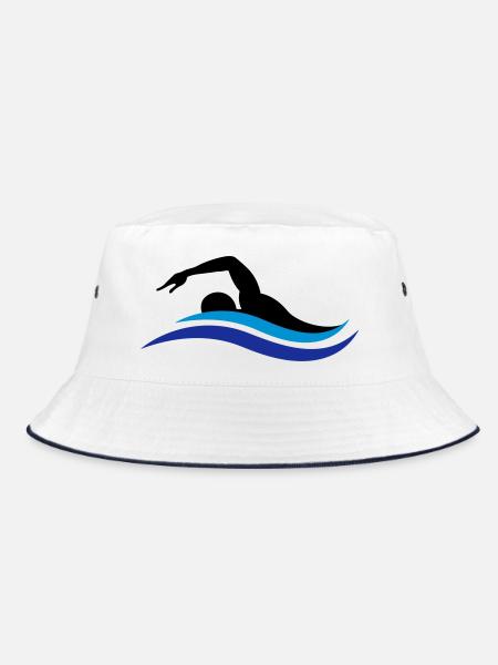 Schwimmer - Bucket Hat - Weiß/Navy - Vorne