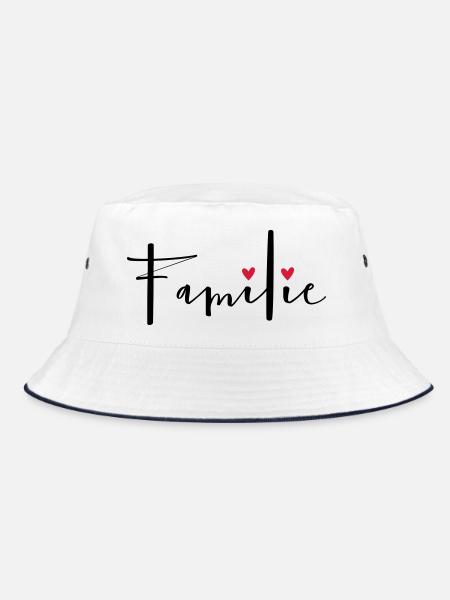 Familie Herz Liebe Geschenkidee - Bucket Hat - Weiß/Navy