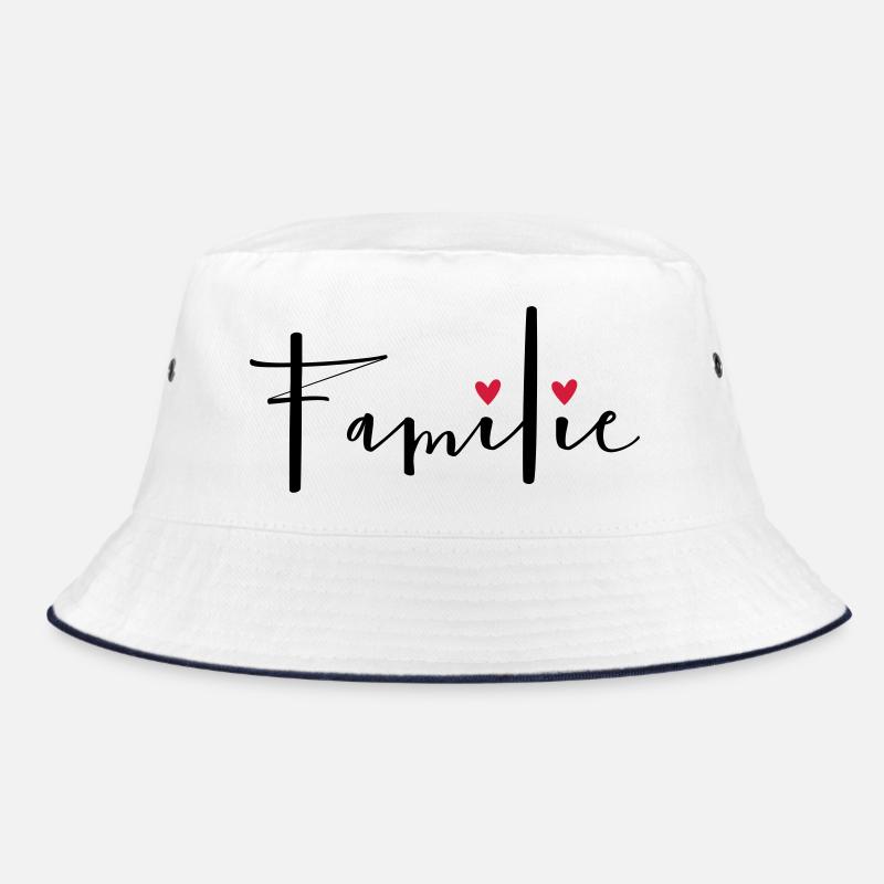 Familie Herz Liebe Geschenkidee - Bucket Hat - Weiß/Navy