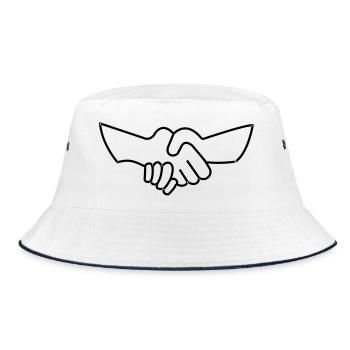 Hand shake -- ©roil - Bucket Hat - Weiß/Navy - Vorne