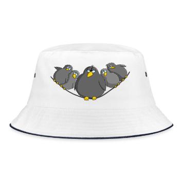 Vogel fett und witzig - Bucket Hat - Weiß/Navy - Vorne