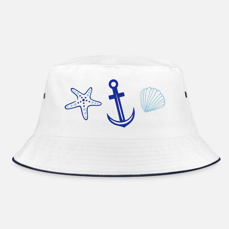 Anker mit Seestern und Muschel. Bucket Hat