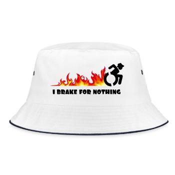 Ich werde mit meinem Rollstuhl für nichts bremsen # - Bucket Hat - Weiß/Navy - Vorne