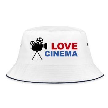 Love Cinema Bold Red Blue Typography - Bucket Hat - white/navy - Front