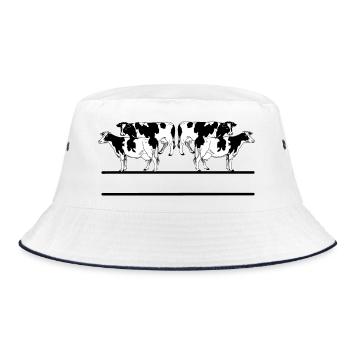 Four cow black and white monogram - Bucket Hat - white/navy - Front