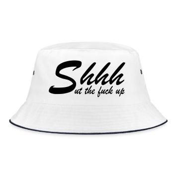 Halt den Mund! - Bucket Hat - Weiß/Navy - Vorne