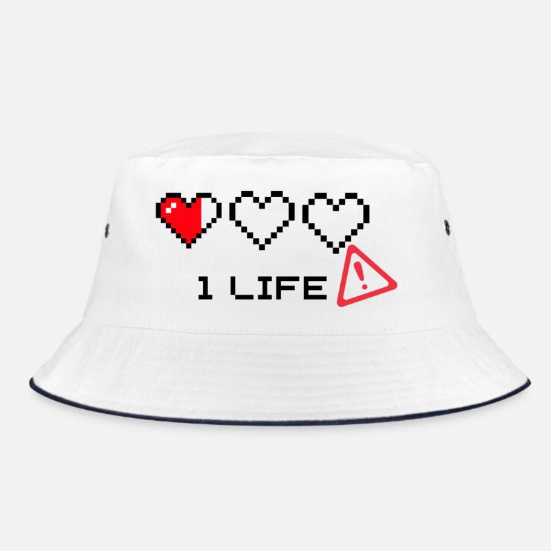 Pixelherz und Warnsymbol Duo Bucket Hat