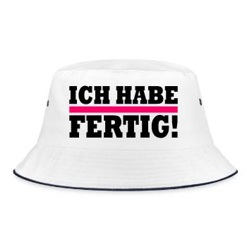 Ich habe fertig - Bucket Hat - Weiß/Navy - Vorne