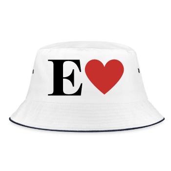 Letter e red heart - Bucket Hat - white/navy - Front