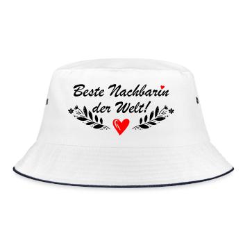 Beste Nachbarin der Welt - Bucket Hat - Weiß/Navy - Vorne