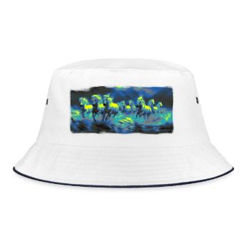 Wilde Pferde - Bucket Hat - Weiß/Navy - Vorne