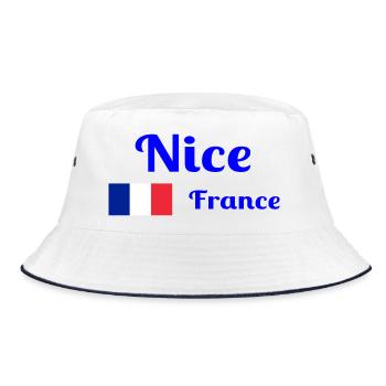 Nice France- Stylish prints - Bucket Hat - white/navy - Front