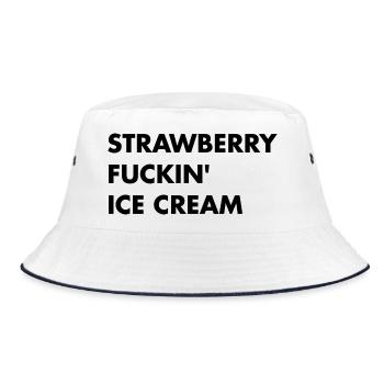 Strawberry Cream - Black Lettering - Bucket Hat - white/navy - Front