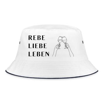 REBE LIEBE LEBEN - Bucket Hat - Weiß/Navy - Vorne