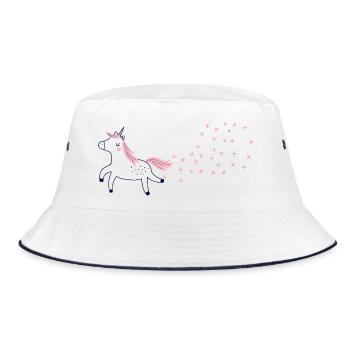 Glitzer-Pupsendes Einhorn - Bucket Hat - Weiß/Navy - Vorne
