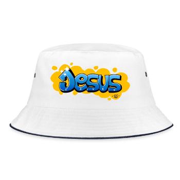 Jesus saves - Bucket Hat - Weiß/Navy - Vorne