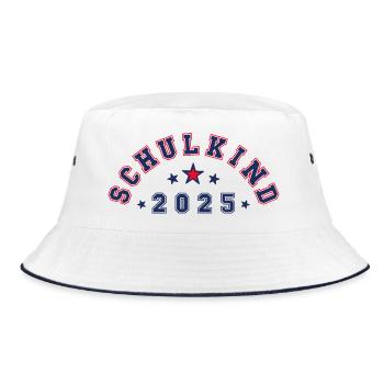 Schulkind 2025 - mit Platz für Namen darunter - Bucket Hat - Weiß/Navy - Vorne