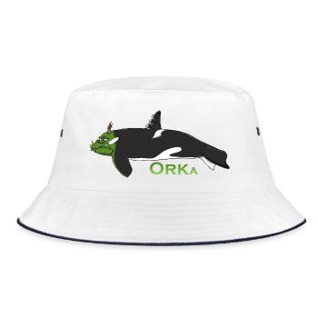 Humorvoller Orca - Bucket Hat - Weiß/Navy - Vorne