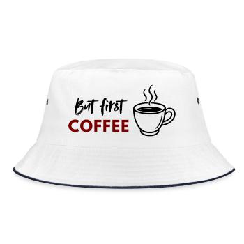 But First Coffee print - Bucket Hat - white/navy - Front