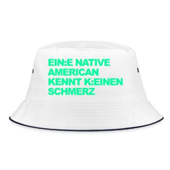 WOKE SATIRE: An Indian knows no pain - Bucket Hat - white/navy - Front