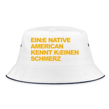 WOKE SATIRE: An Indian knows no pain - Bucket Hat - white/navy - Front