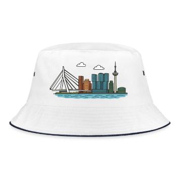 Rotterdam city skyline with bridge and tower - Bucket Hat - white/navy - Front