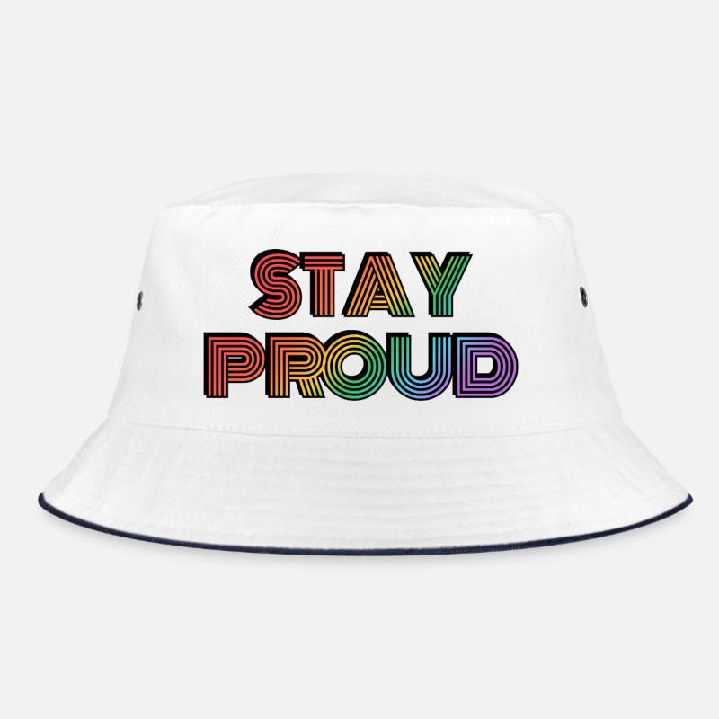 Stay Proud Rainbow Retro-Typ Bucket Hat
