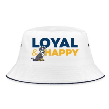 Loyal and Happy Dog Cartoon Logo - Bucket Hat - white/navy - Front