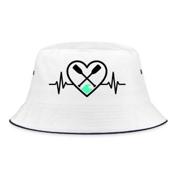 Canoe Kayak Heart Paddle Wave Outdoor Sports - Bucket Hat - white/navy - Front