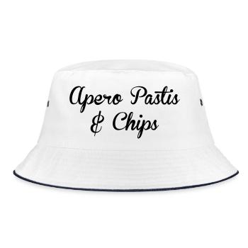 aperitif pastis and chips - Alcohol - Bucket Hat - white/navy - Front