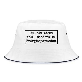 Ich bin nicht faul, sondern im Energiesparmodus! - Bucket Hat - Weiß/Navy - Vorne