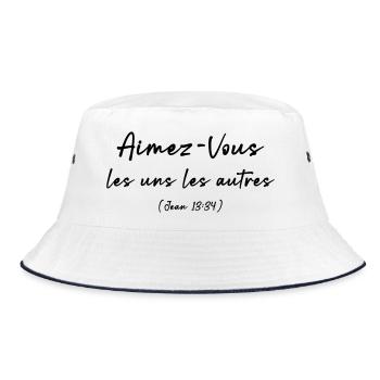 Love One Another (John 13:34) - Bucket Hat - white/navy - Front