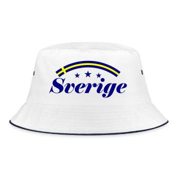 Schweden Fahne Sverige - Bucket Hat - Weiß/Navy - Vorne