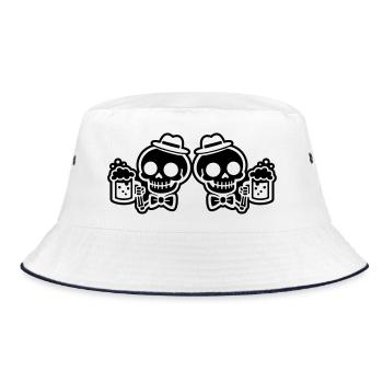 Skelett Bier Team Junggesellen - Bucket Hat - Weiß/Navy - Vorne