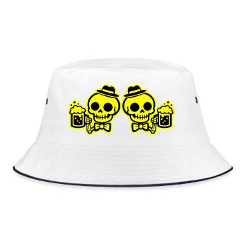 Skelett Bier Team Junggesellen - Bucket Hat - Weiß/Navy - Vorne