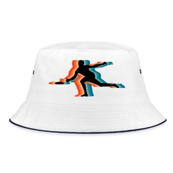 Frisbee Player Retro Silhouette Vintage Flying Dis - Bucket Hat - Weiß/Navy - Vorne