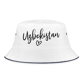 Uzbekistan Heart Women's Love Uzbekistan - Bucket Hat - white/navy - Front