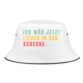 Ich wär jetzt lieber in der Scheune - Bucket Hat - Weiß/Navy - Vorne