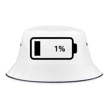 Empty battery battery 1% - Bucket Hat - white/navy - Front