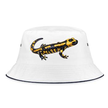Yellow Black Fire Salamander Pattern - Bucket Hat - white/navy - Front