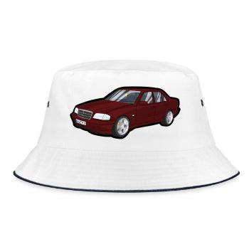 Red cartoon car street look - Bucket Hat - white/navy - Front