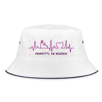 Konfetti im Herzen - Pink - Bucket Hat - Weiß/Navy - Vorne