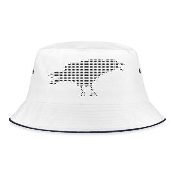 Raven Pixel Dot Silhouette - Bucket Hat - white/navy - Front