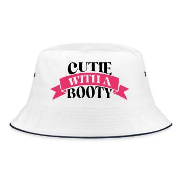 Cutie With A Booty Funny Cute Quote - Bucket Hat - white/navy - Front
