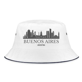 Buenos Aires, Argentinien, Skyline von Buenos Aires - Bucket Hat - Weiß/Navy - Vorne