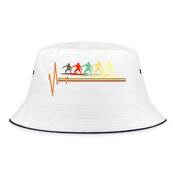 Retro Surfing Heartbeat Vintage Surfer Wave - Bucket Hat - white/navy - Front