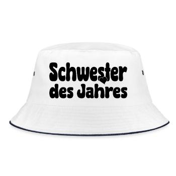 Schwester des Jahres Herz - Bucket Hat - Weiß/Navy - Vorne