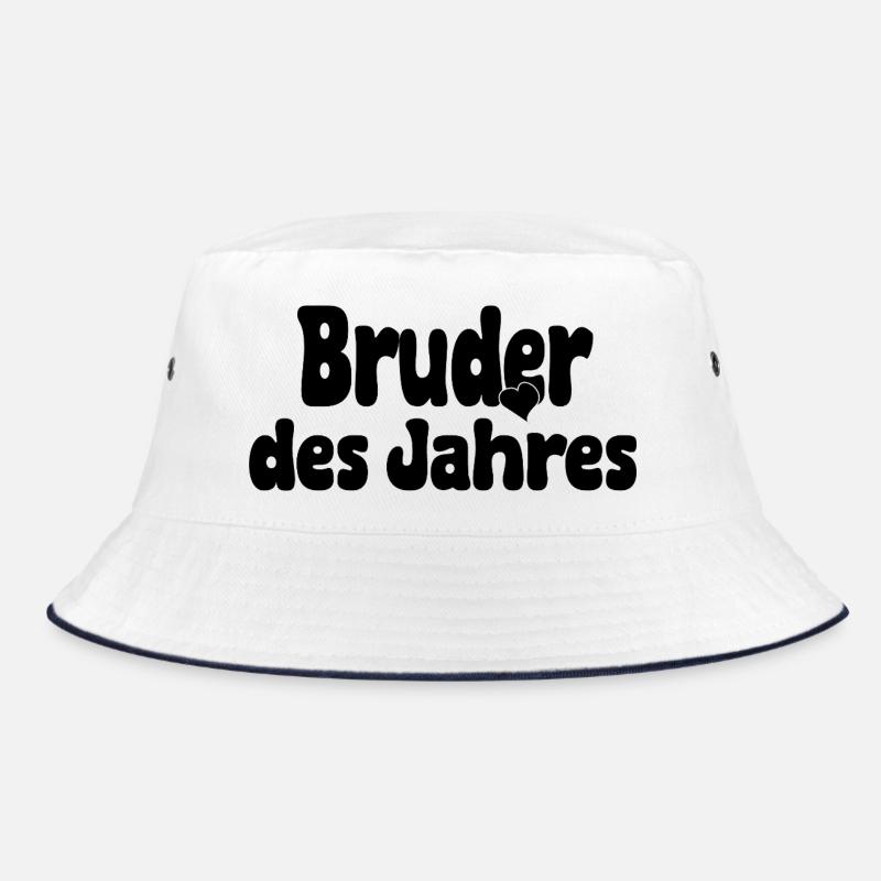 Bruder des Jahres – Herz - Bucket Hat - Weiß/Navy