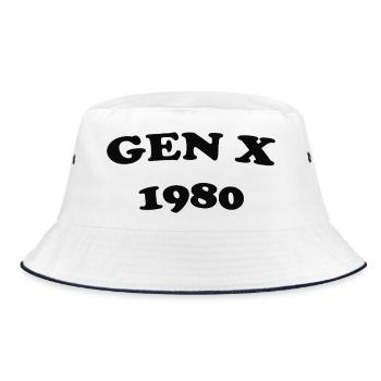 Gen X 1980 Retro - Bucket Hat - Weiß/Navy - Vorne